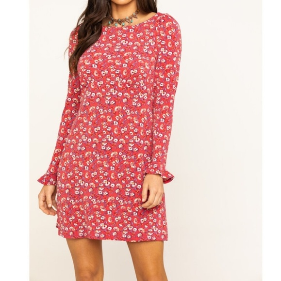 Free People Say Hello Mini Dress Red 
